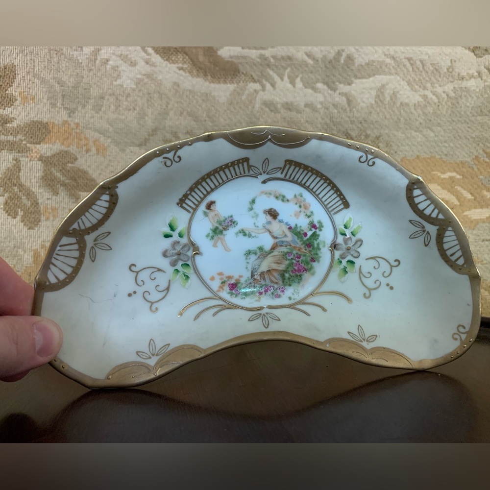 Ardalt Lenwile Bone China Handpainted Crescent Shape Dish